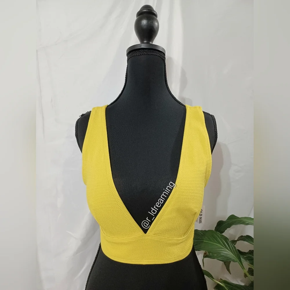 Stylish Yellow V-Neck Swim Or Casual Top Size Large By Old Navy